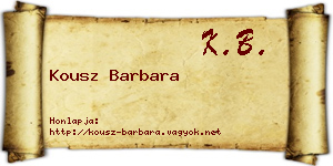 Kousz Barbara névjegykártya