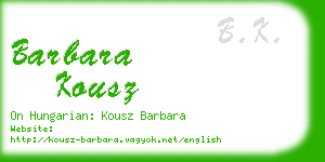 barbara kousz business card